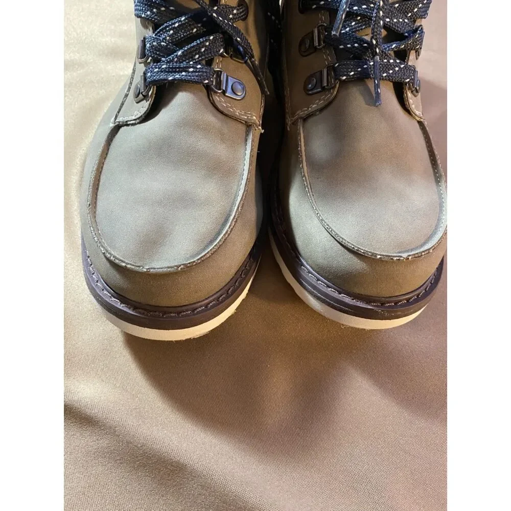 Cat & Jack Kids Hiking Boots Youth Size 5 Taupe Brown Side Zip Lace Up Trl Boots